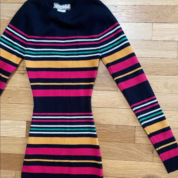 Knitted Striped Bodycon Midi Dress | A. Calin by Flying Tomato | Multicolor - Picture 3 of 4